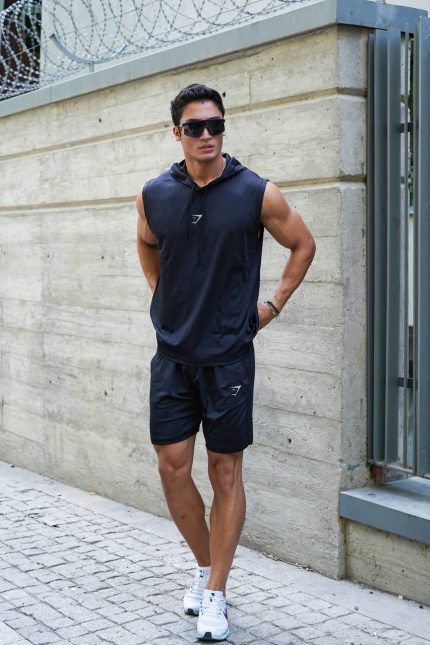 ست حلقه ای کلاهدار و شلوارک gym shark